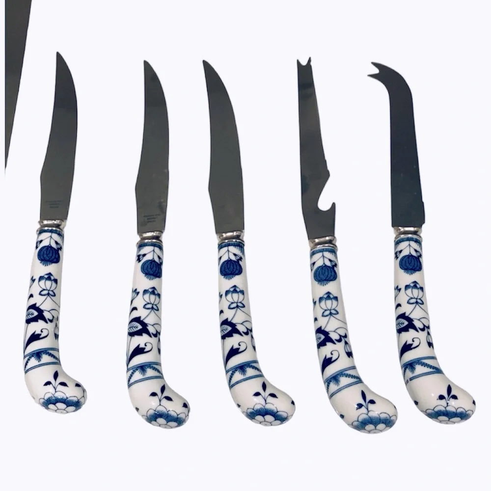 Vintage House of Prill England Cutlery Serving Set Porcelain Stainless Steel